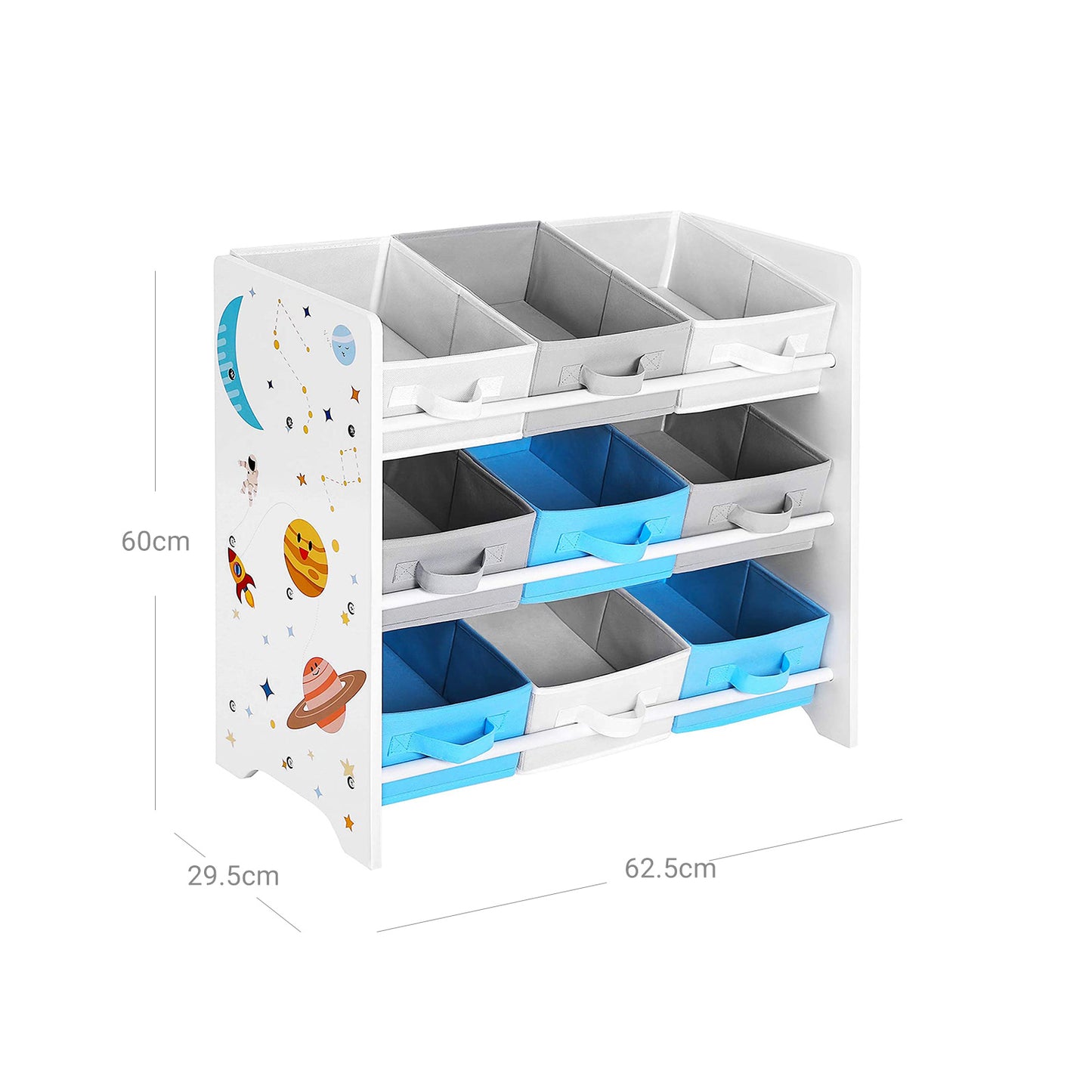 Songmics - Kinderzimmerregal, Spielzeug-Organizer, Bücherregal für Kinder, mit 9 Aufbewahrungsboxen aus Fleece, Kinderzimmer, Schule, Kindergarten