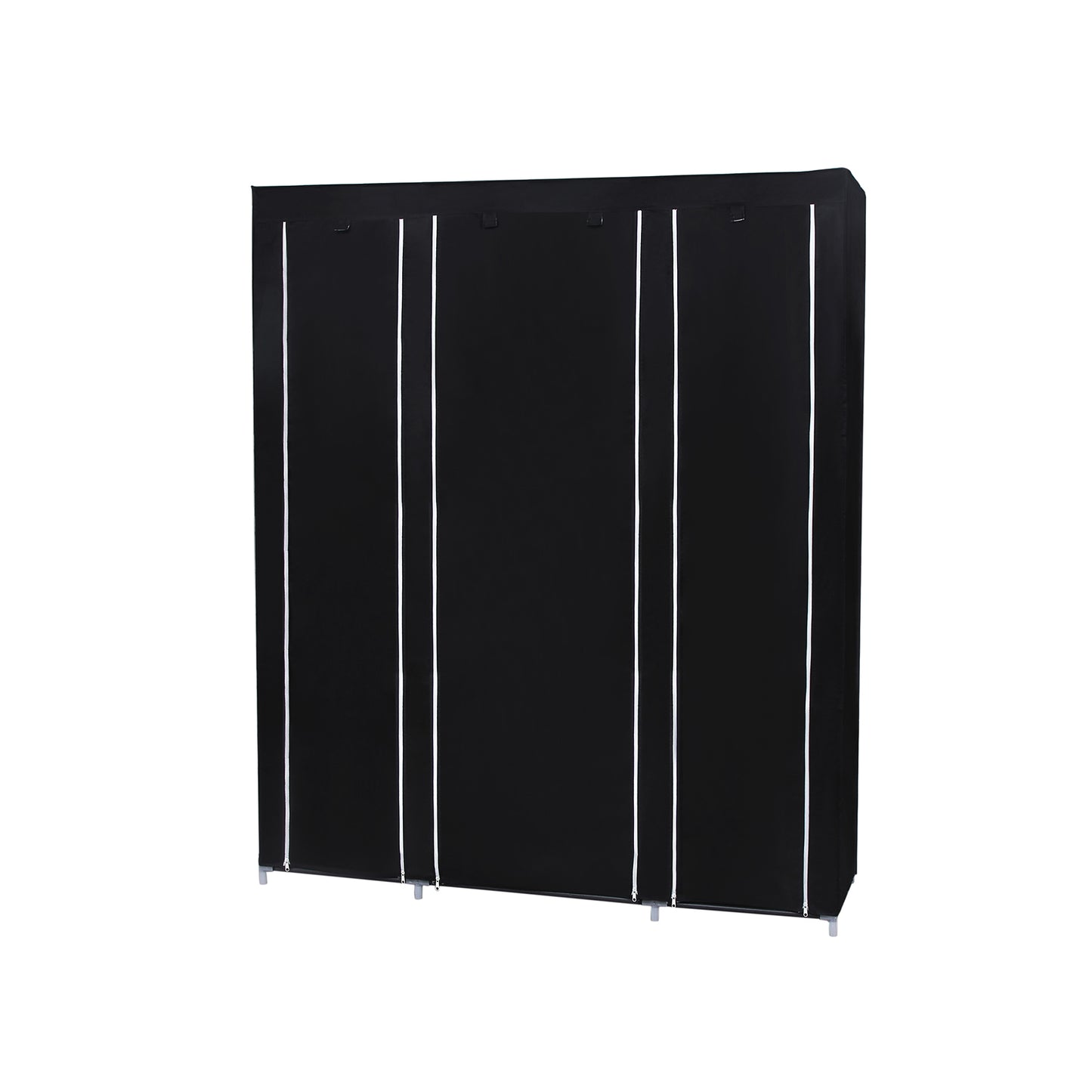 SONGMICS - Groß XXL Kleiderschrank, Stoffschrank, Faltschrank mit Kleiderstange, 175 x 150 x 45 cm, DREI hochrollbare Türen (Schwarz)