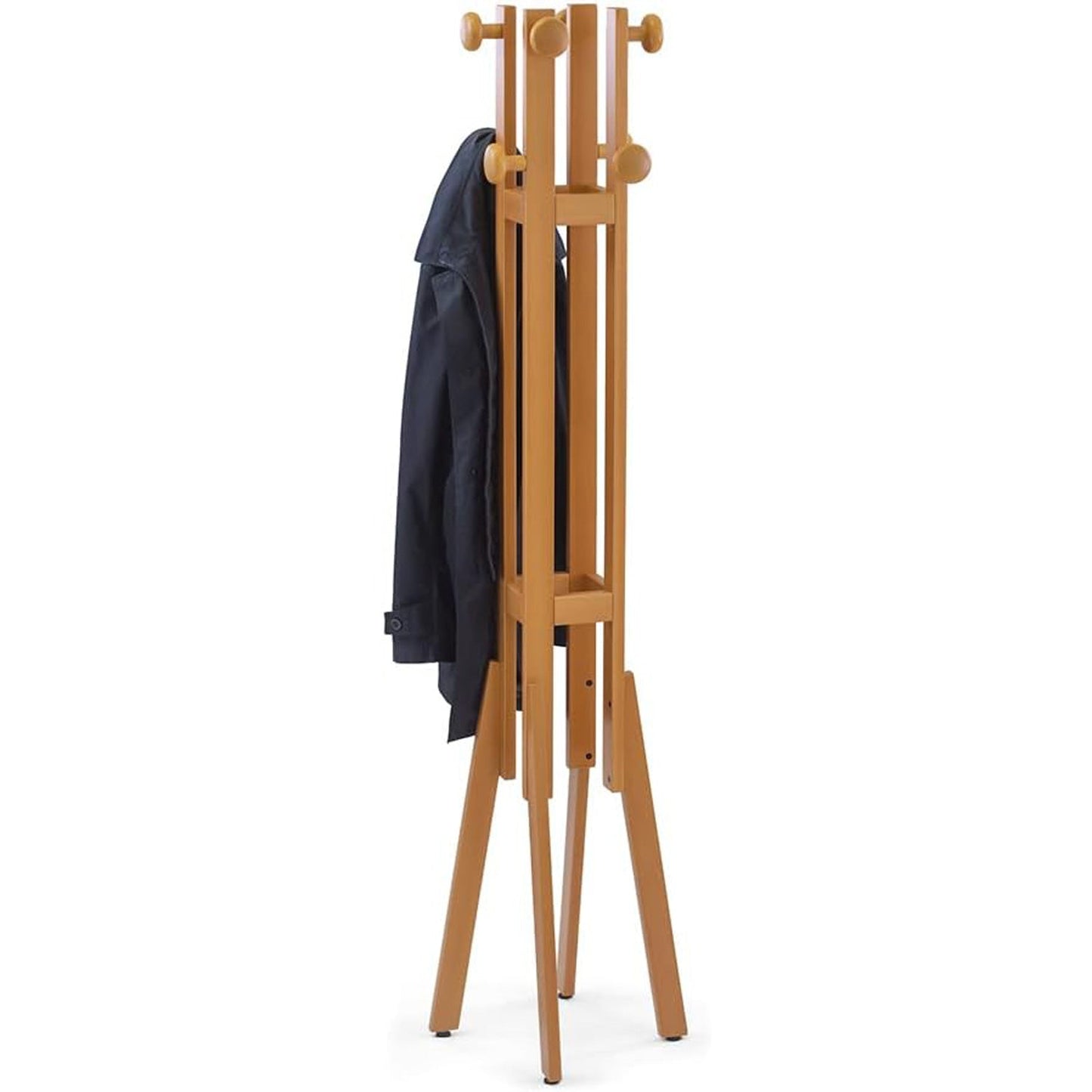 Kleiderständer Holz, Garderobenständer, Kleiderhaken , Farbe Kirsch-Finish, ALBA, 2