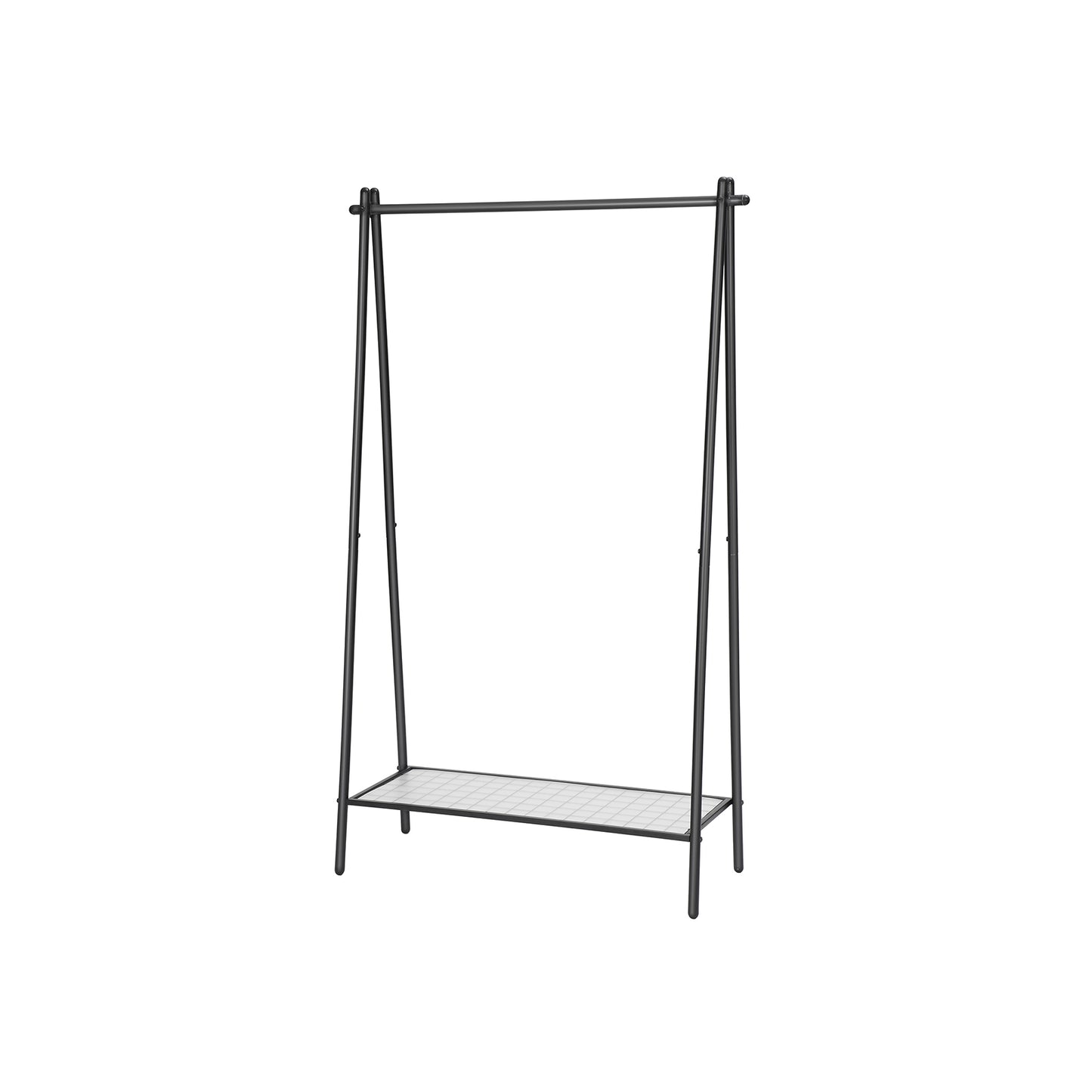 SONGMICS Kleiderständer aus Stahl, Garderobenständer mit Kleiderstange, Ablage im unteren Bereich, schlicht, Schlafzimmer, 92,5 x 33,5 x 153 cm