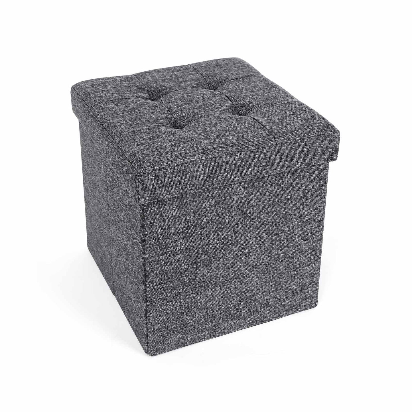 Songmics - Sitzbank, Sitzhocker, mit Stauraum faltbar Sitzwürfel Fußablage leinen 38 x 38 x 38 cm Dunkelgrau