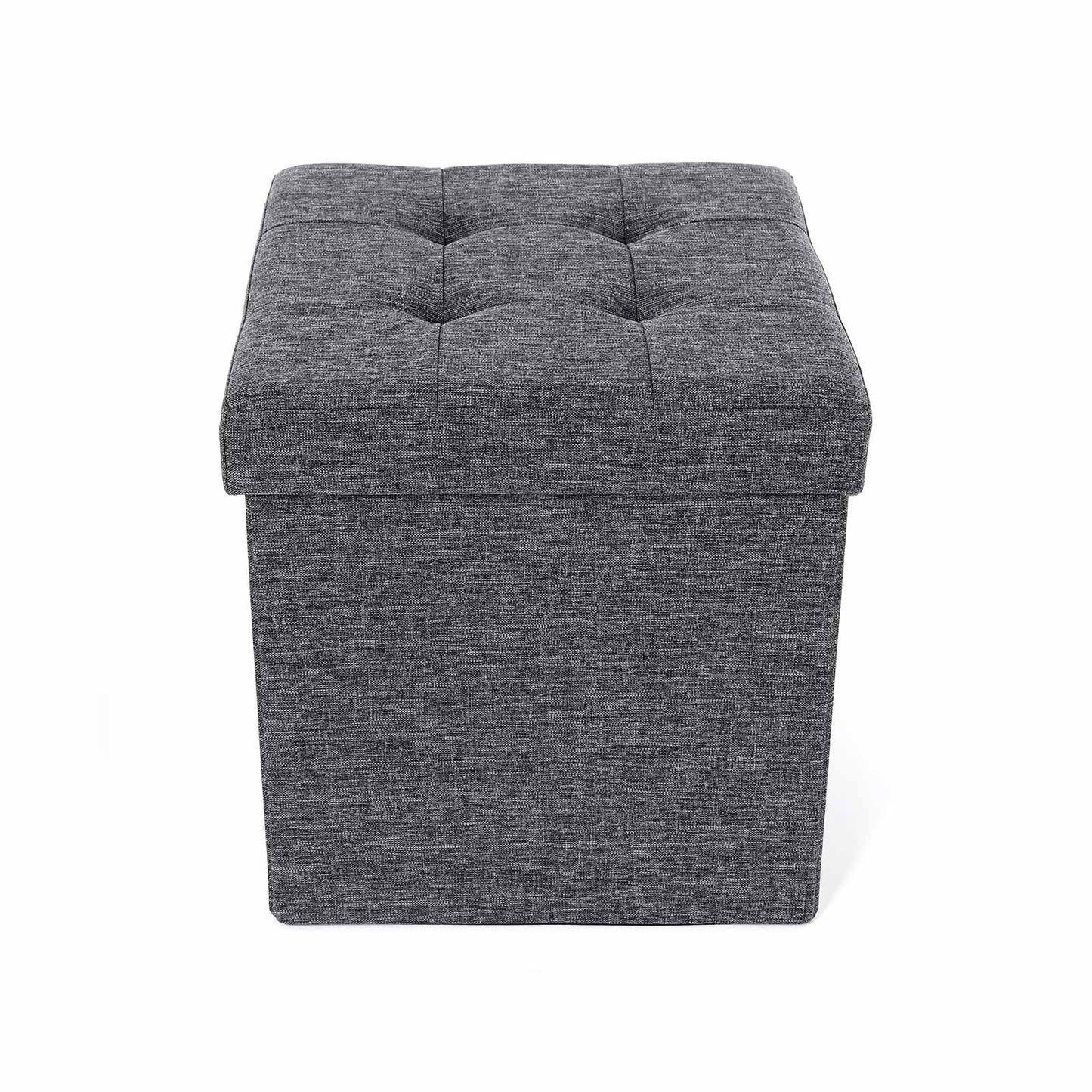 Songmics - Sitzbank, Sitzhocker, mit Stauraum faltbar Sitzwürfel Fußablage leinen 38 x 38 x 38 cm Dunkelgrau