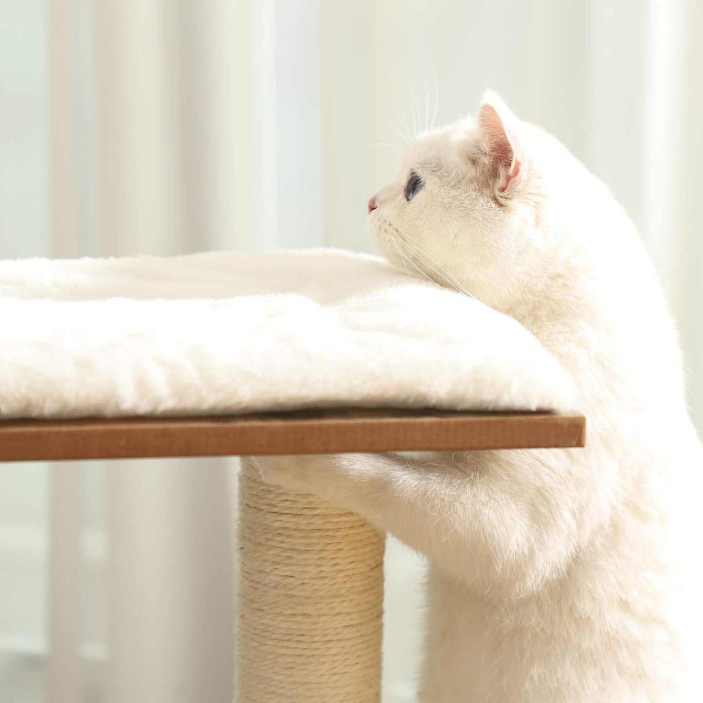 Feandrea - Kratzbaum 88 cm, mittelgroßer Katzenkratzbaum mit 3 Liegeflächen und Höhle, Katzenmöbel aus MDF mit Holzfurnier