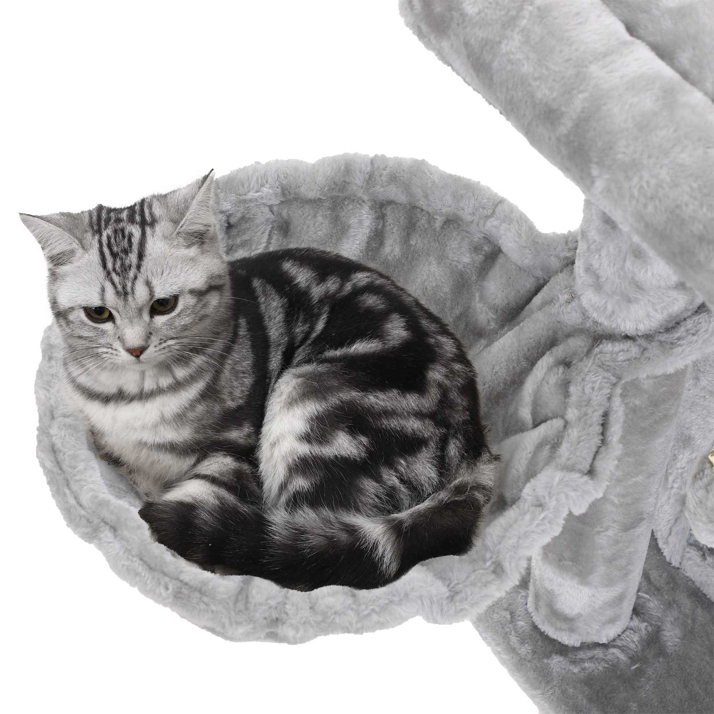 Feandrea - Kratzbaum, Katzenbaum, Kletterturm für Katzen, Kuschelhöhle, Kratzbrett, hellgrau