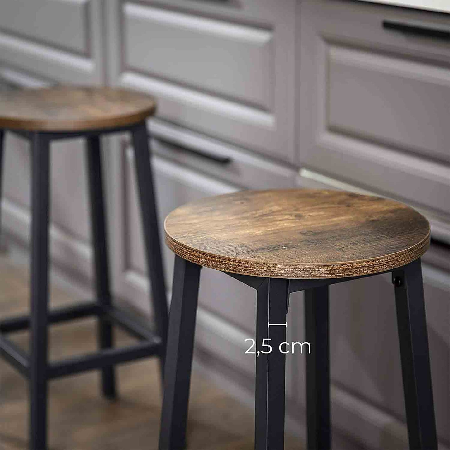Barhocker, 2er Set Barstühle, Küchenstühle mit stabilem Stahlgestell, Höhe 65 cm