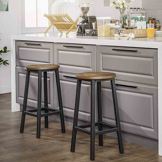 Barhocker, 2er Set Barstühle, Küchenstühle mit stabilem Stahlgestell, Höhe 65 cm