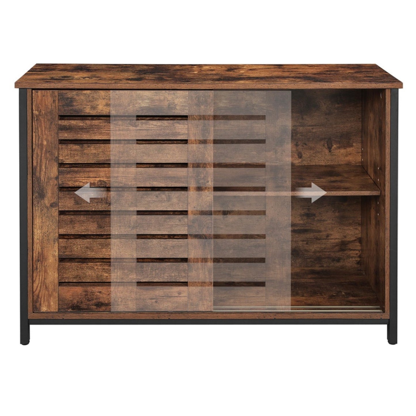 Sideboard, Kommode Schrank, Kommode Küche, Küchenschrank, mit Schiebetüren, Wohnzimmer, Flur, Küche, Stahlgestell, Vasagle, 4