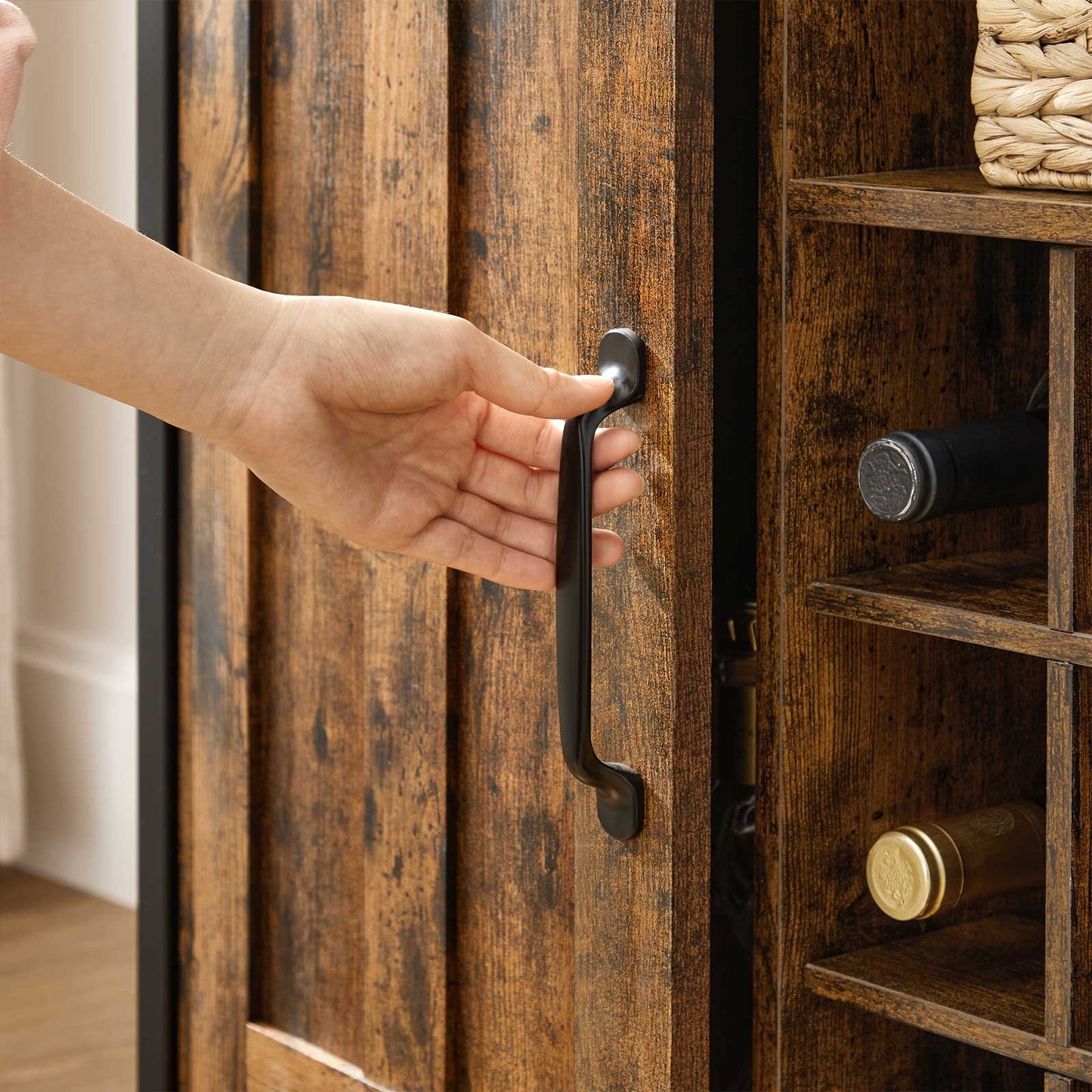 Sideboard, Küchenschrank, Flurschrank, Aufbewahrungsschrank, Weinschrank, mit 2 Türen, für Küche, Esszimmer, Vasagle, 3