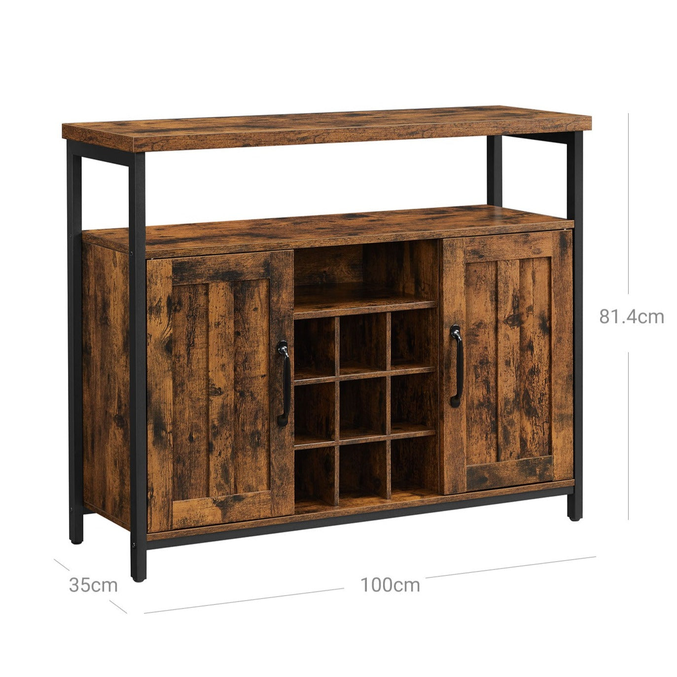 Sideboard, Küchenschrank, Flurschrank, Aufbewahrungsschrank, Weinschrank, mit 2 Türen, für Küche, Esszimmer, Vasagle, 5