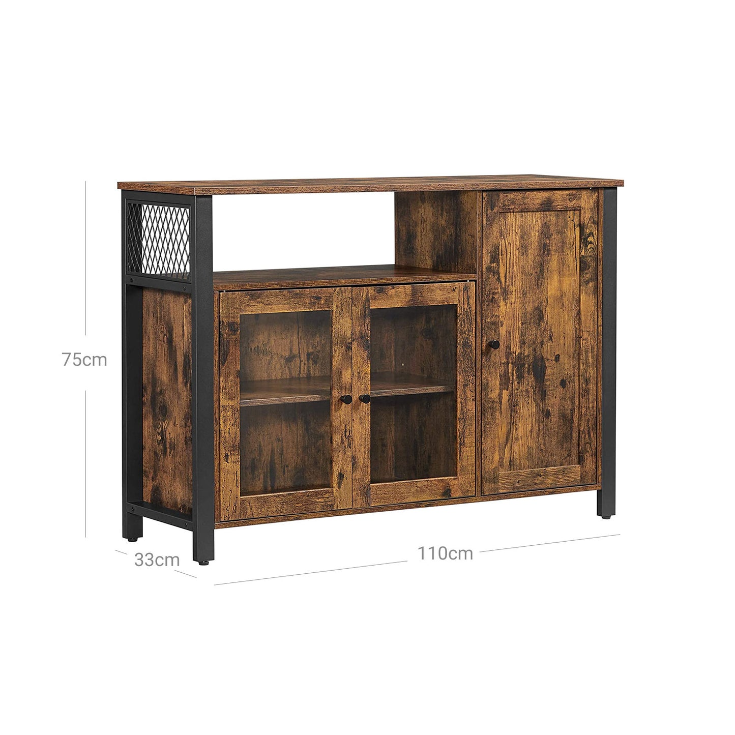 Sideboard, Küchenschrank, Küchen Sideboard, Aufbewahrungsschrank, mit 3 Türen, für Wohnzimmer, Küche, Esszimmer, Vasagle, 5