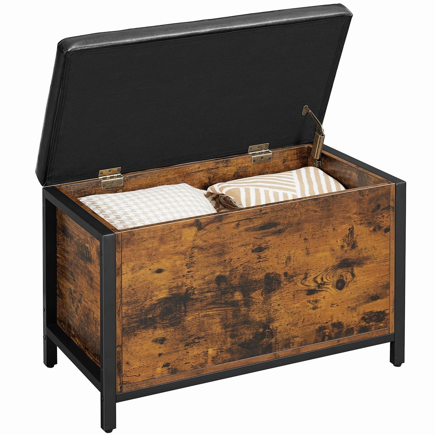 Sitzbank mit Stauraum, gepolsterte Truhe, Betttruhe, Flur, Schlafzimmer, Wohnzimmer, Metall, Industrie-Design, Vasagle, 2