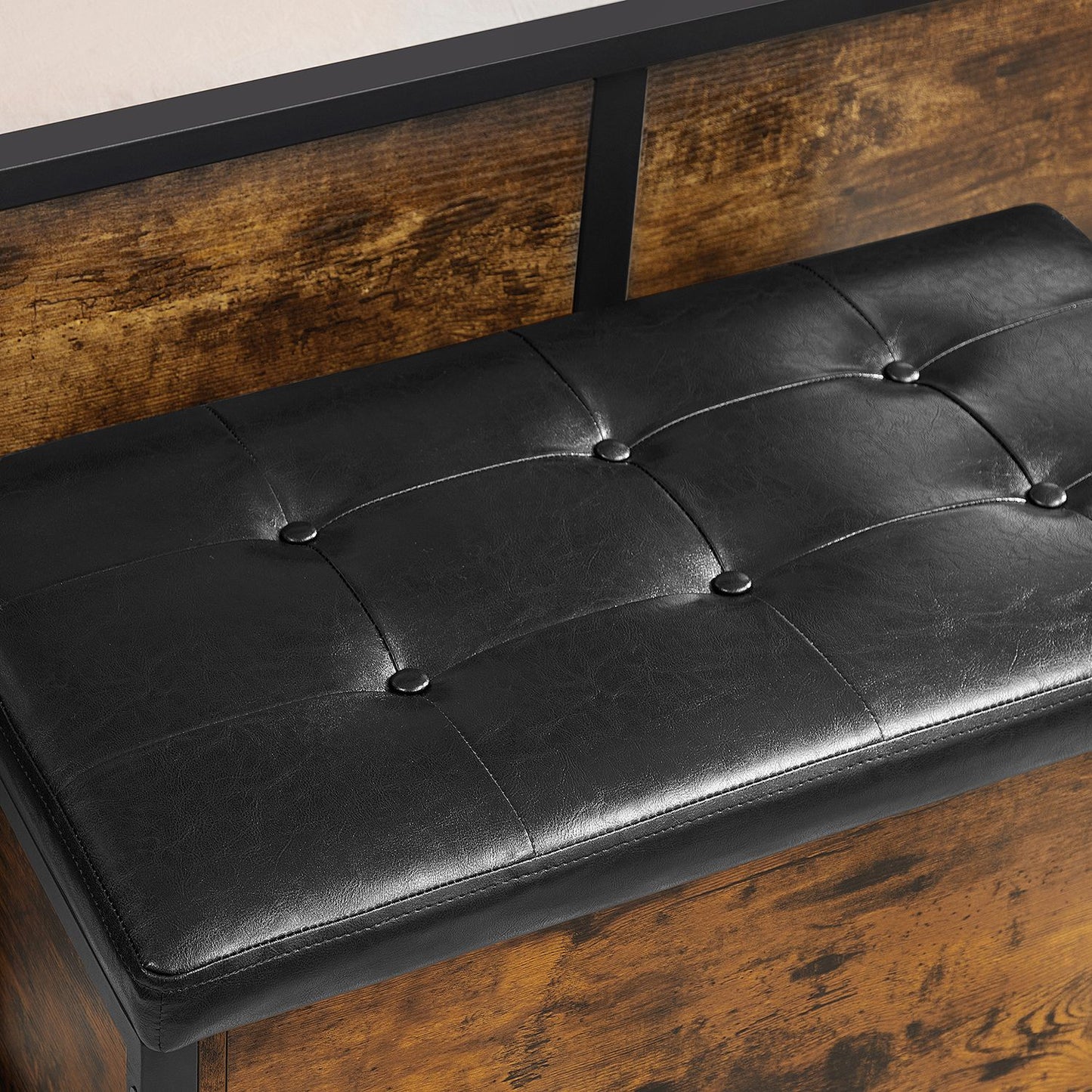 Sitzbank mit Stauraum, gepolsterte Truhe, Betttruhe, Flur, Schlafzimmer, Wohnzimmer, Metall, Industrie-Design, Vasagle, 7