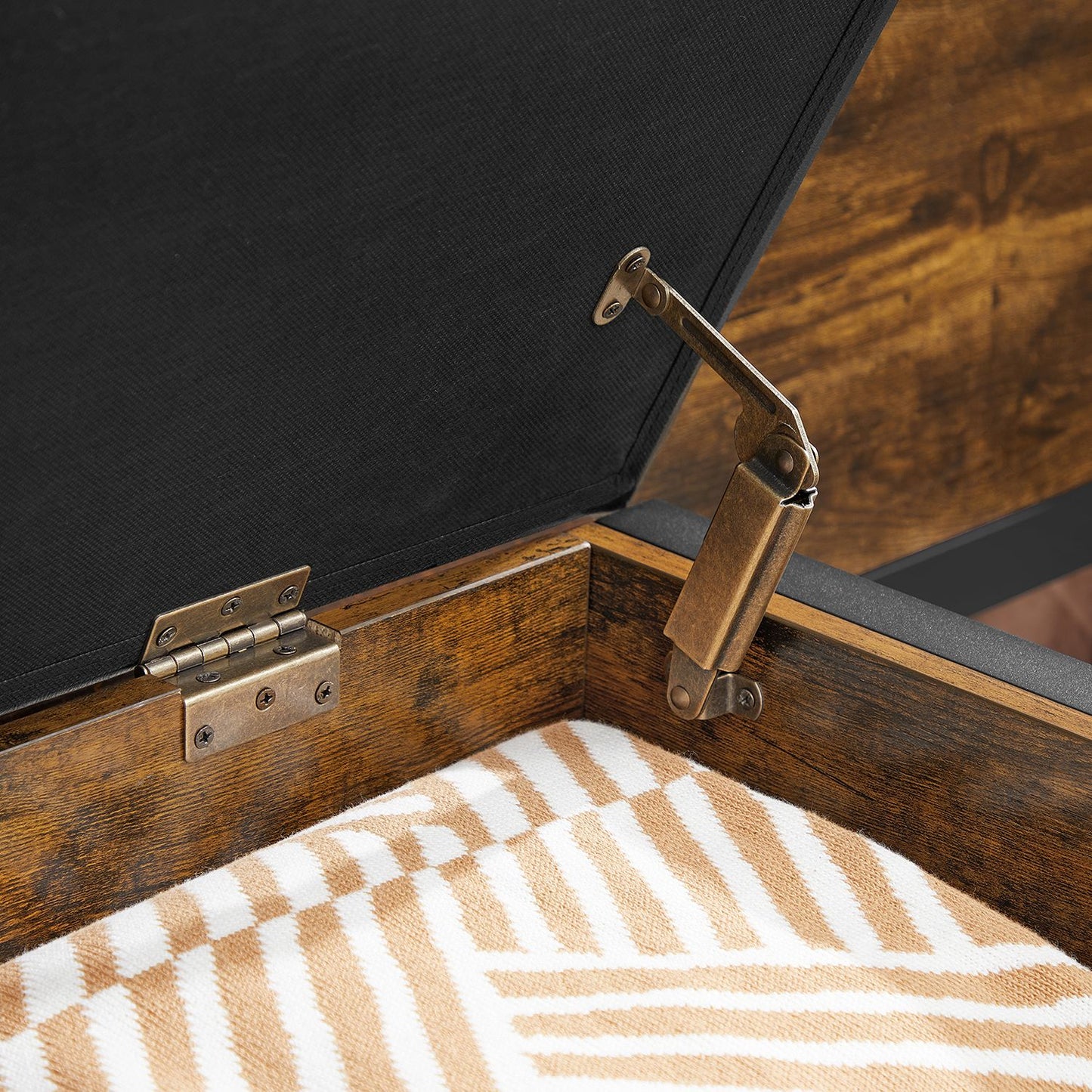 Sitzbank mit Stauraum, gepolsterte Truhe, Betttruhe, Flur, Schlafzimmer, Wohnzimmer, Metall, Industrie-Design, Vasagle, 9