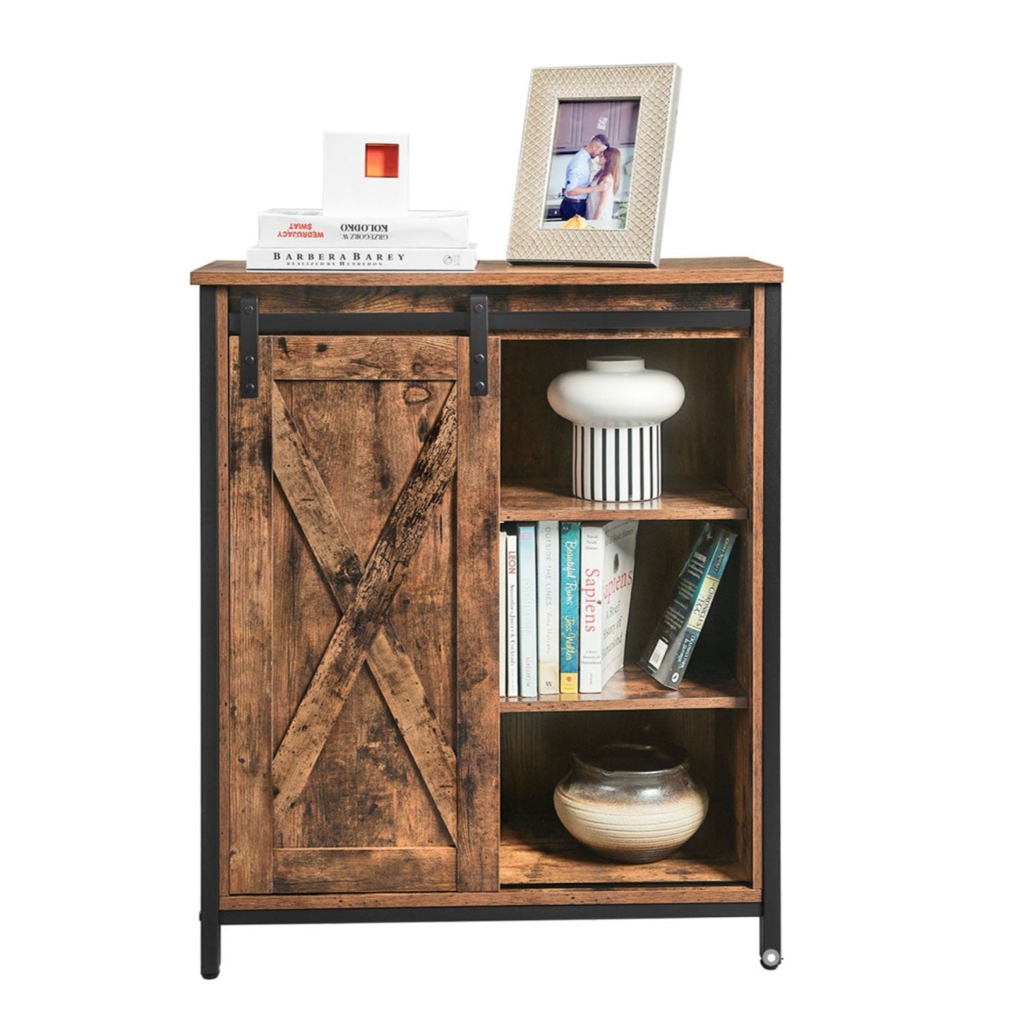Sideboard, Küchenschrank, Küchen Sideboard, Schiebetür, verstellbare Ablagen, Badezimmerschrank, Industrie-Design, Vasagle, 1