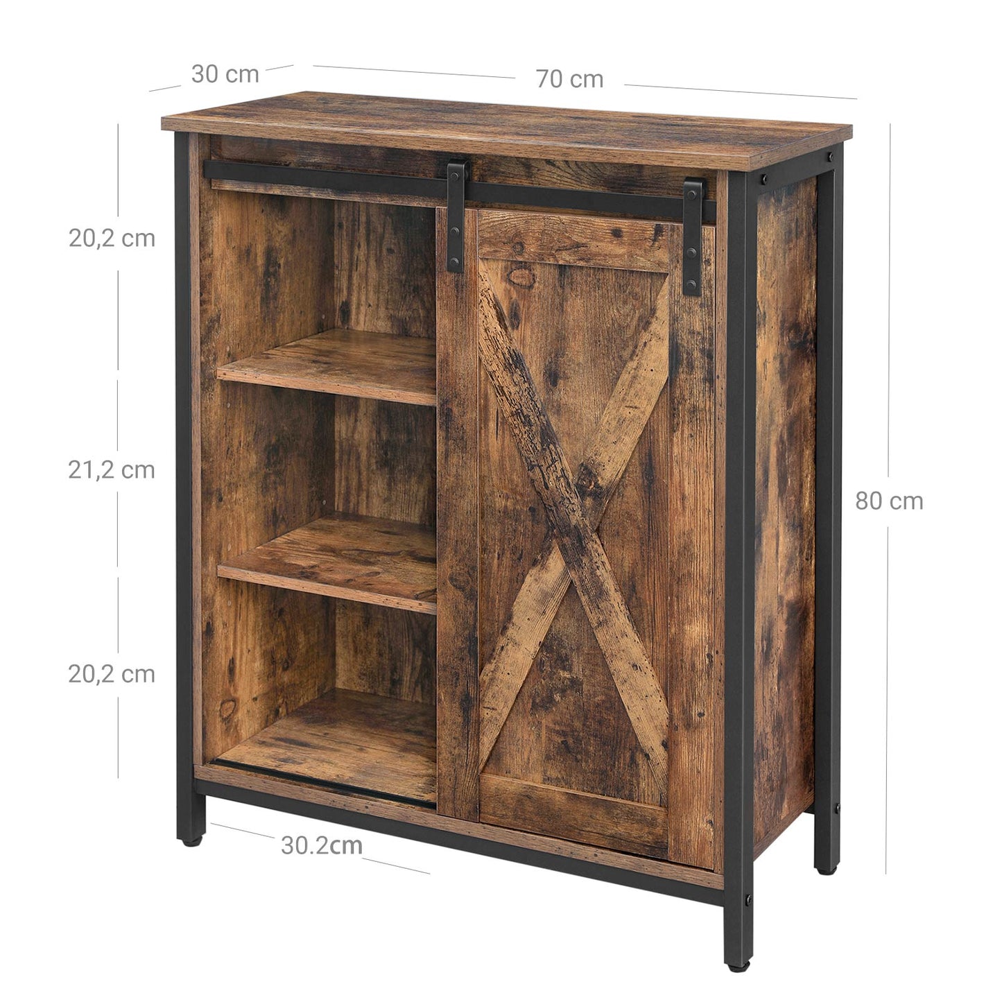 Sideboard, Küchenschrank, Küchen Sideboard, Schiebetür, verstellbare Ablagen, Badezimmerschrank, Industrie-Design, Vasagle, 6