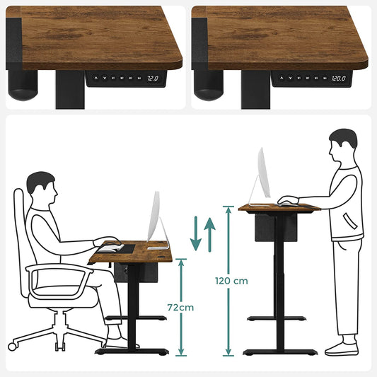 Schreibtisch, schreibtisch höhenverstellbar, 72-120 cm, gaming schreibtisch, laptoptisch - Songmics