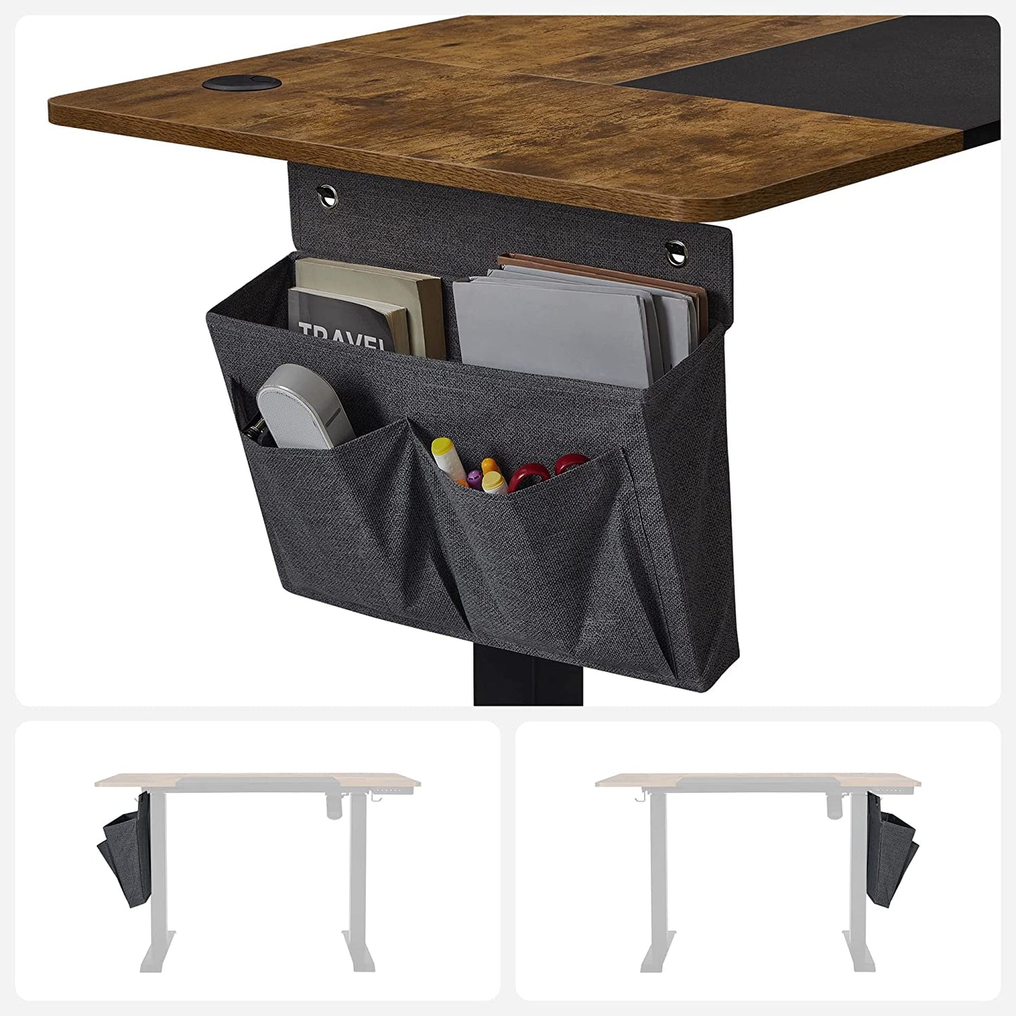 Schreibtisch, schreibtisch höhenverstellbar, gaming schreibtisch, laptoptisch, Stofftasche - Songmics