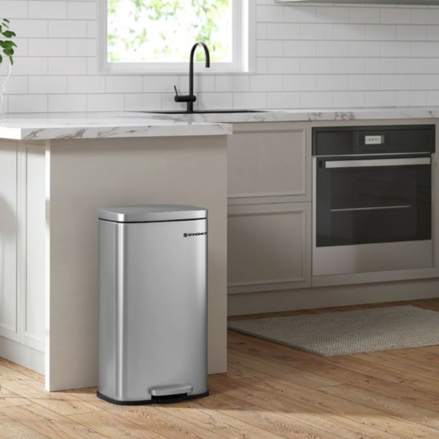 Mülleimer, Treteimer, für die Küche, Softclose, Abfalleimer, mit Deckel und Inneneimer, 30 L, Abfallbehälter, Songmics, 2
