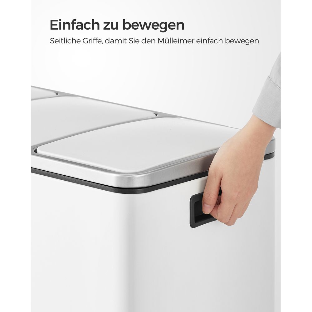 SONGMICS - Mülleimer für die Küche, Mülltrennsystem, 3 x 18 L, Treteimer mit 3 Fächern, Abfalleimer, Softclose, mit Fußpedalen