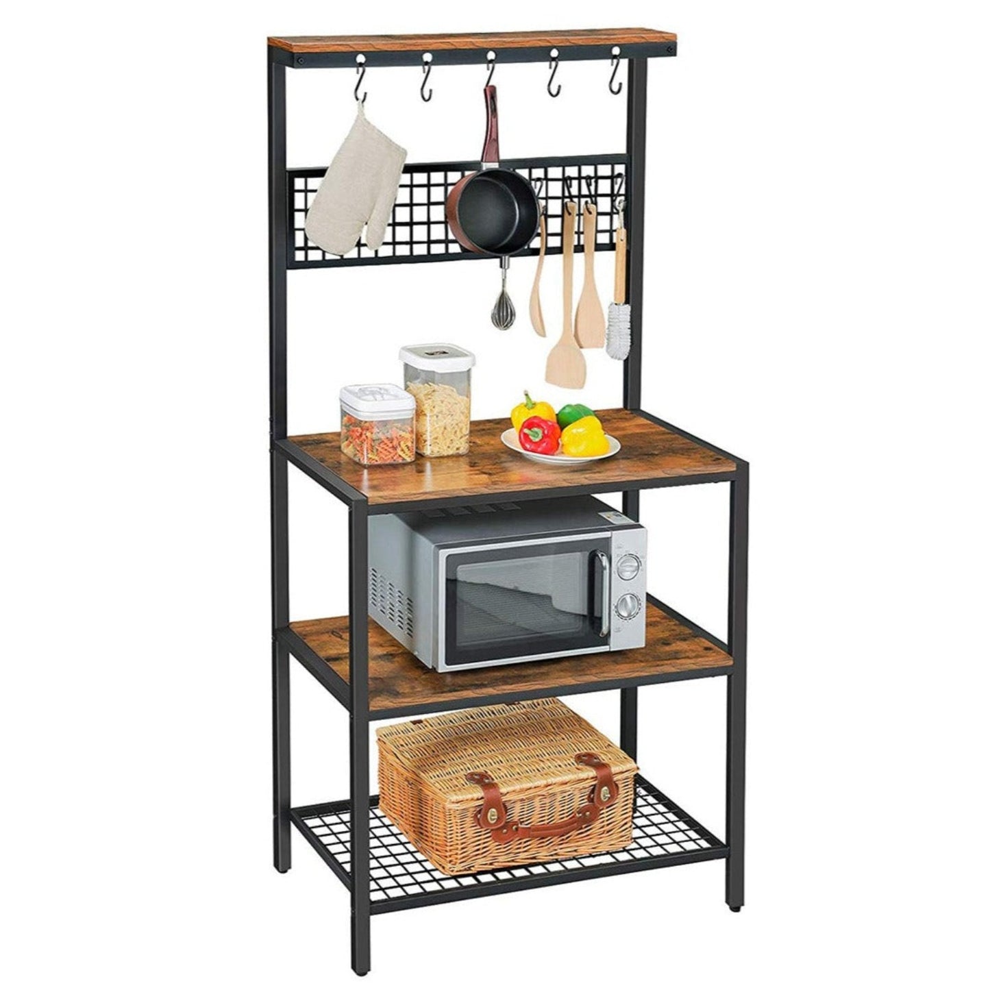 VASAGLE Küchenregal Holzoptik 10 Haken, KKS17BX