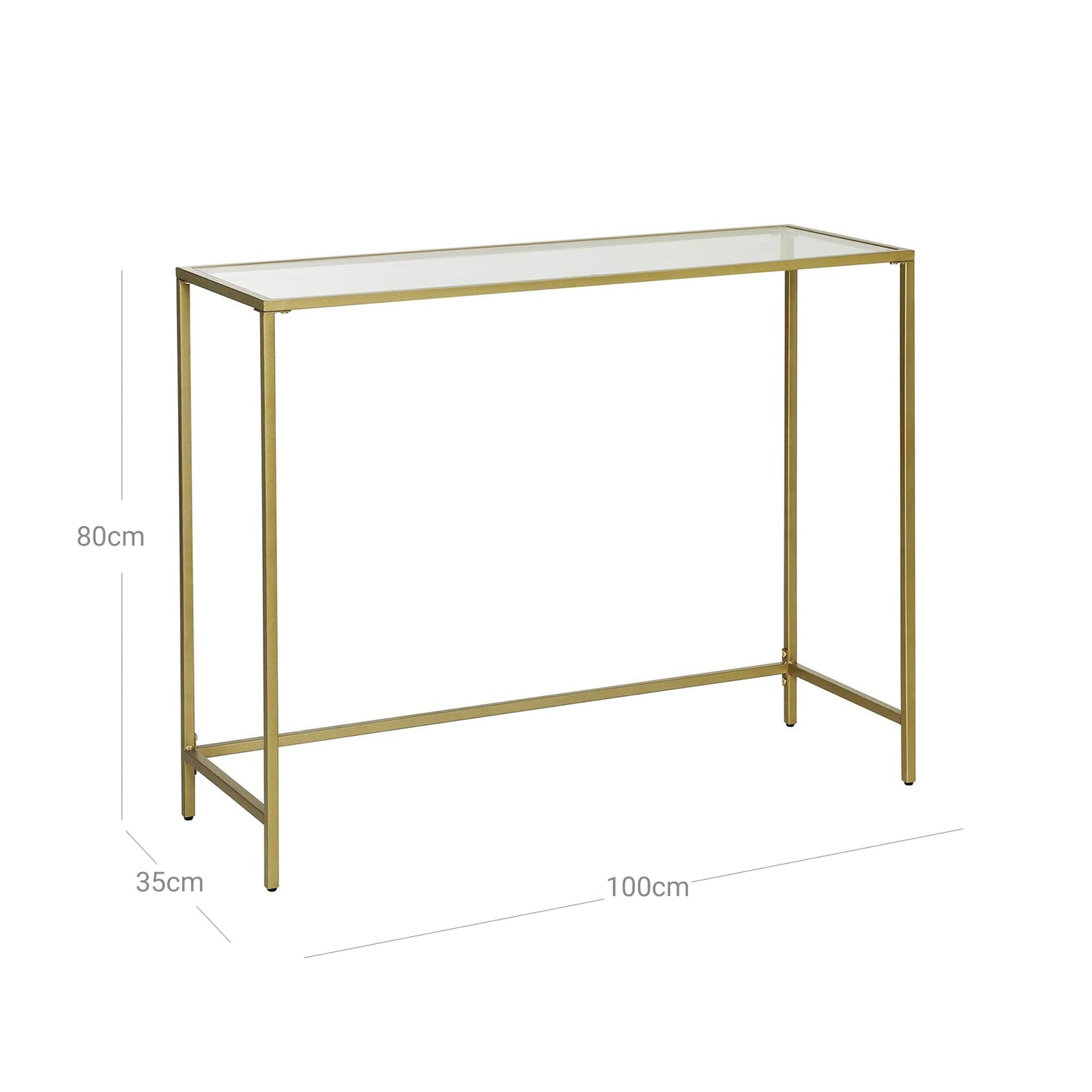 Konsolentisch, Glastisch, Beistelltisch aus Hartglas, moderner Sofatisch, stabil, einfacher Aufbau, Wohnzimmer, Vasagle, 5
