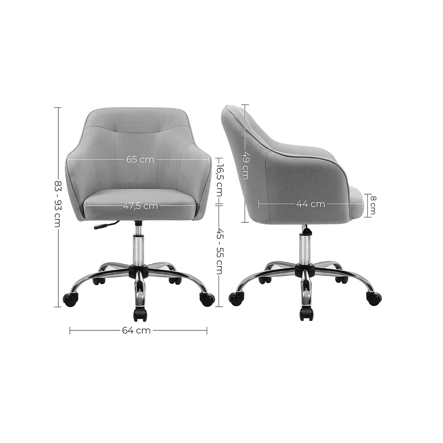Office stuhl, burostuhl, Stuhlhöhe 83-93 cm Stuhlbreite 64 cm