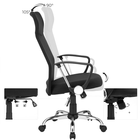 Bürostuhl, Bürostuhl Rollen, Bürostuhl Ergonomisch, Höhenverstellbar, Dieser Drehstuhl, Gaming Bürostuhl, Songmics, 1