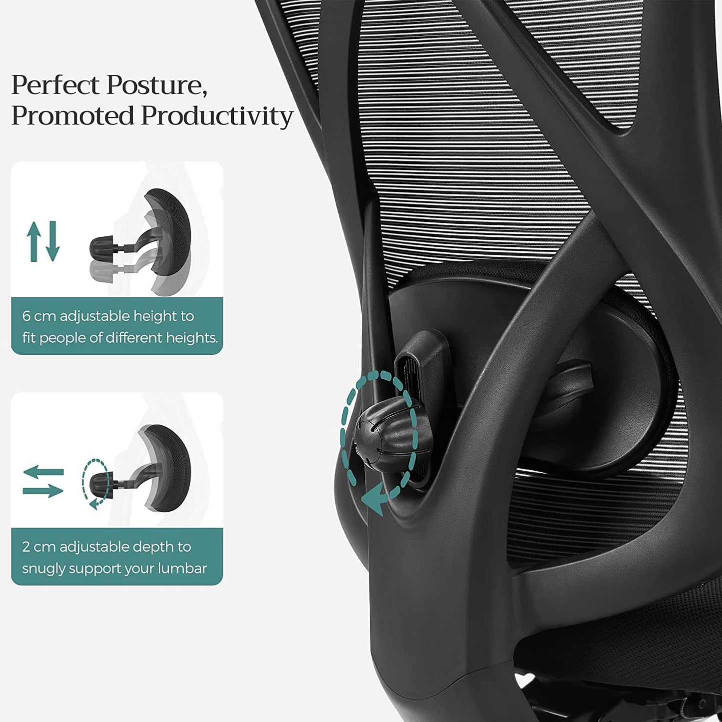 bürostuhl, schreibtischstühle, Perfekte Haltung - SONGMICS