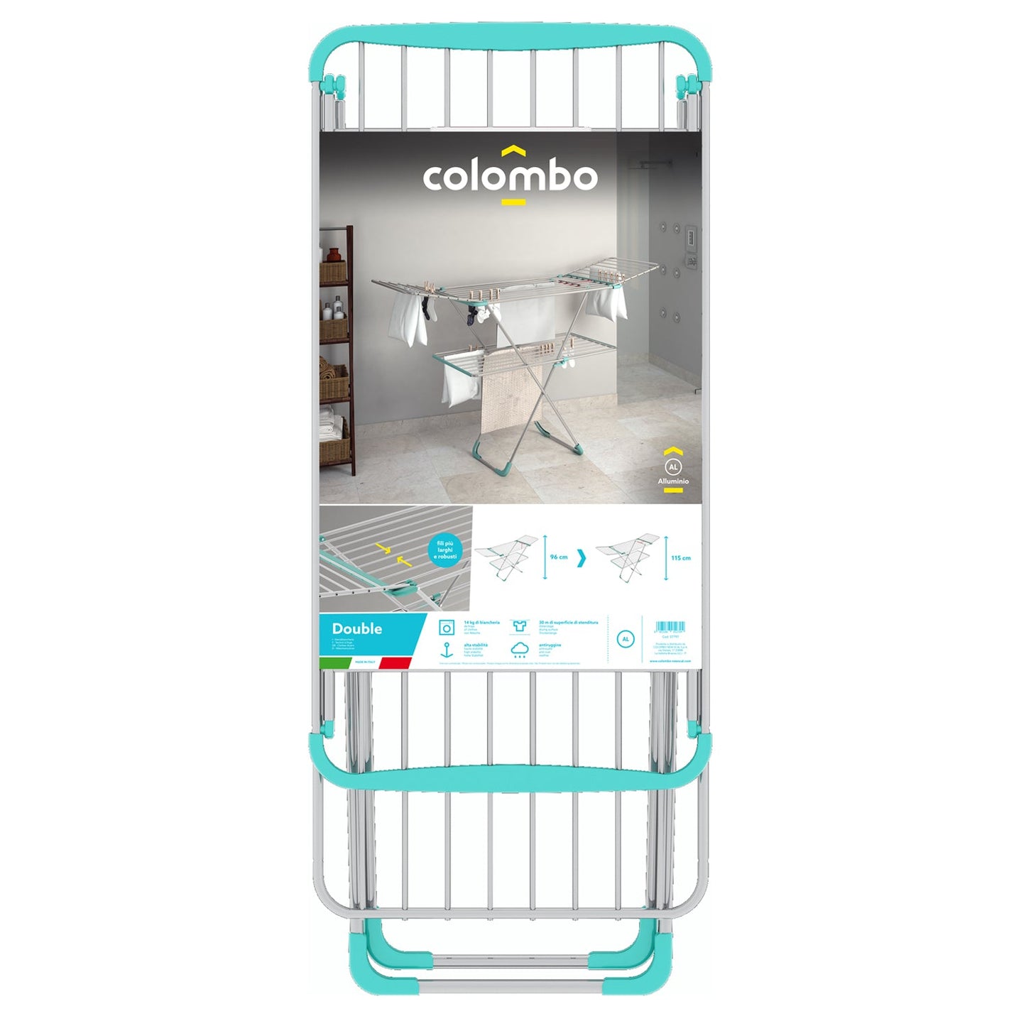 Wäscheständer, Wäschetrockner, mit 2 Ebenen, Flügelwäschetrockner, 30m Trockenraum, Wäscheständer Klappbar, Colombo Double, 3