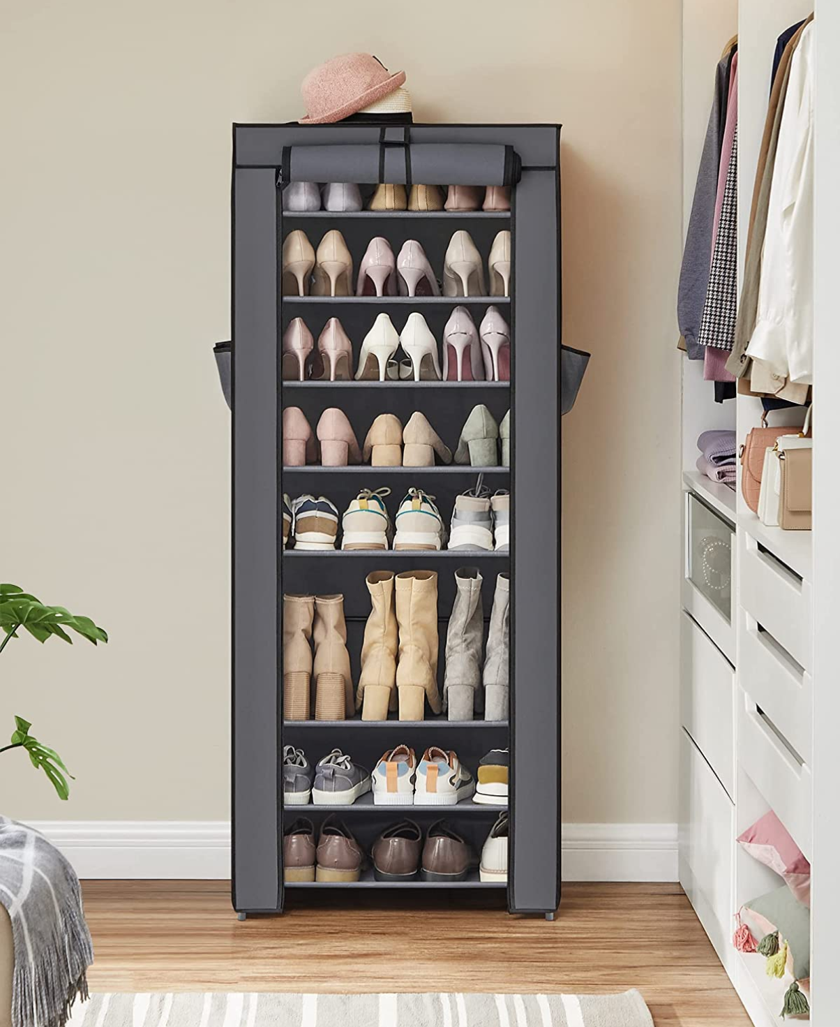 Schuhablage, mit 10 Ebenen, Schuhschrank, Songmics, f