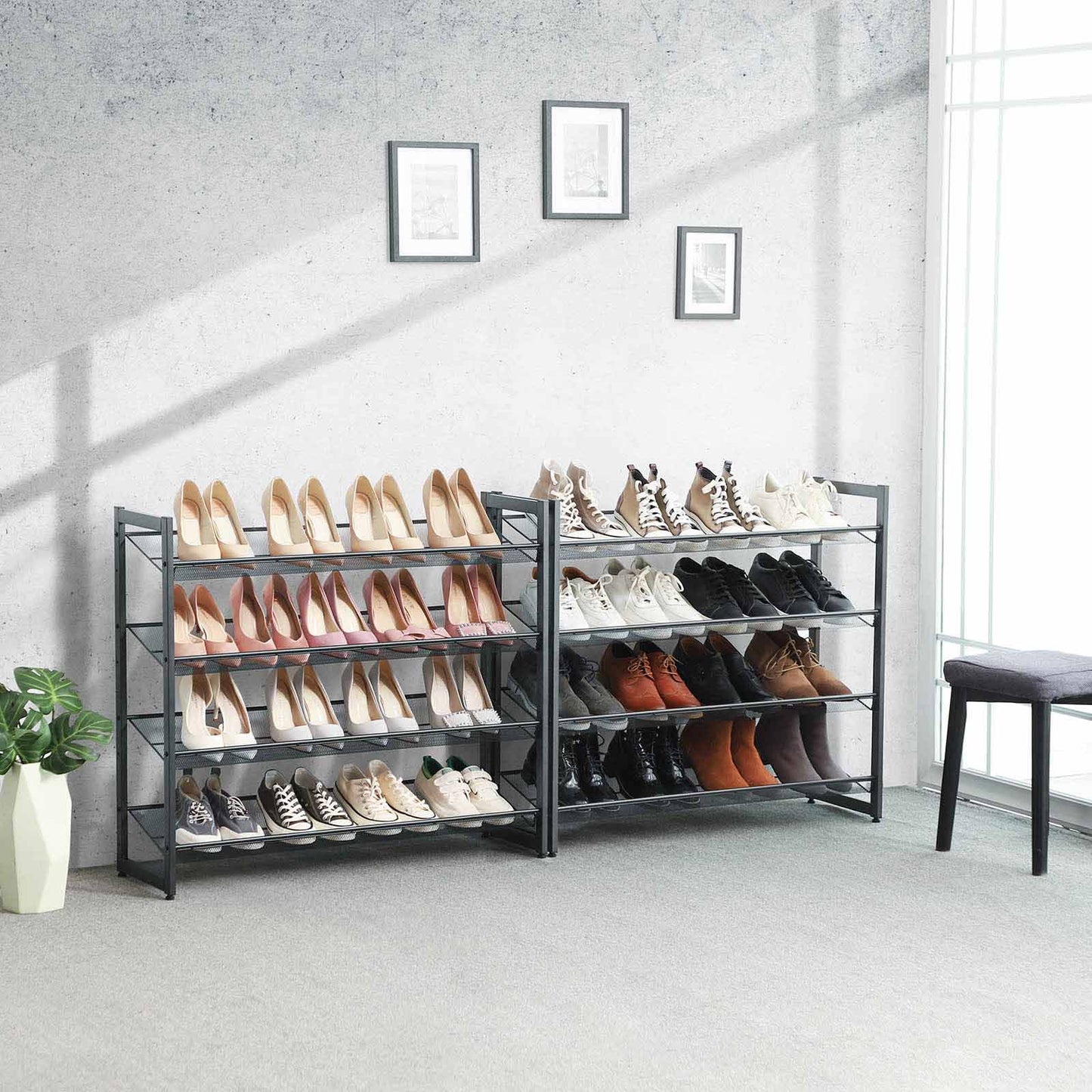 Schuhregal, mit 8 Ebenen, Schuhregal Schmal, für 40 Paar Schuhe, Verstellbaren, Songmics, 3
