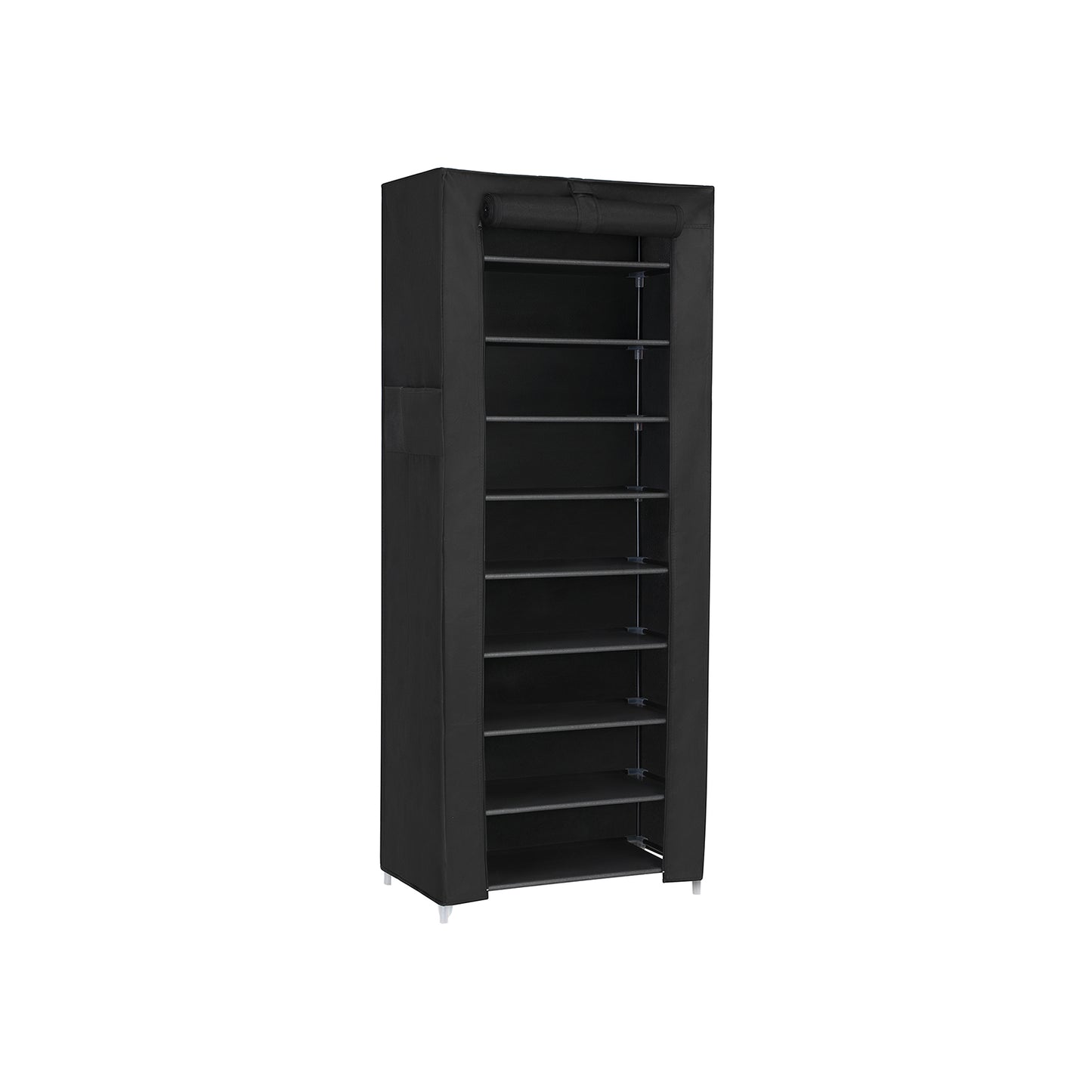 Schuhregal, Schuhschrank, Schuhregal mit 10 Ebenen, Schuhschrank, Schuhständer, 160 x 58 x 28 cm, für ca. 27 paar Schuhe, schwarz, Songmics, 4