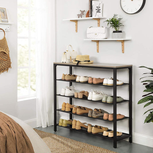 Schuhregal, Schuhregal Metall, Schuhablage, Schuhregal mit 4 Ablagen, VASAGLE, 2