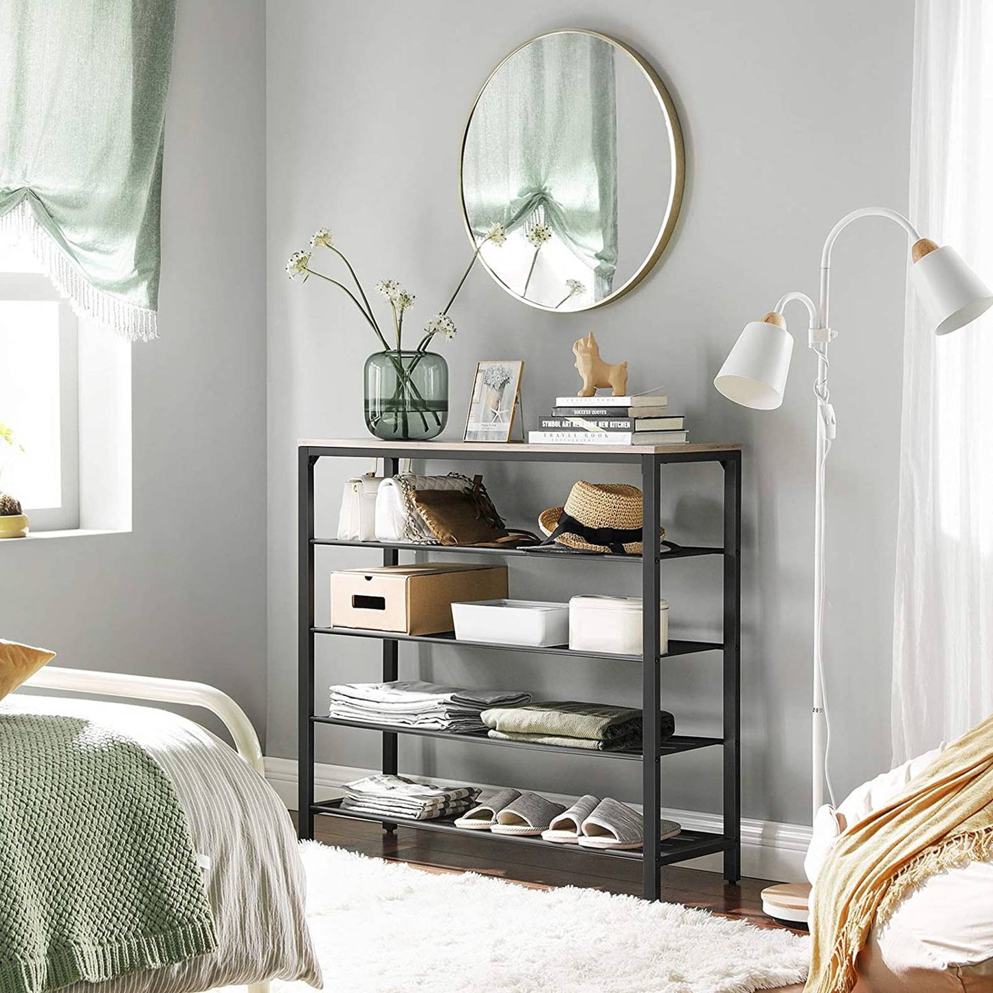 Schuhregal, Schuhregal Metall, Schuhablage, Schuhregal mit 4 Ablagen, VASAGLE, 6