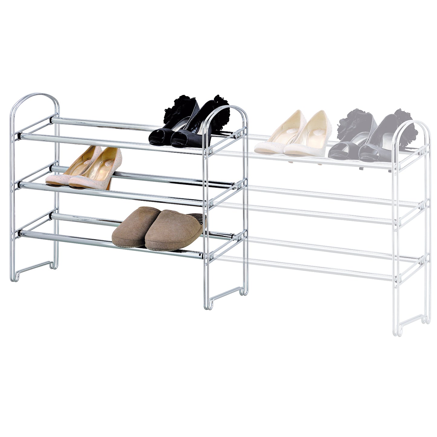 Schuhregal, Schwerlast, 3 Etagen, Ausziehbar Länge 64,5 bis 118 cm, Tatkraft Maestro, 4