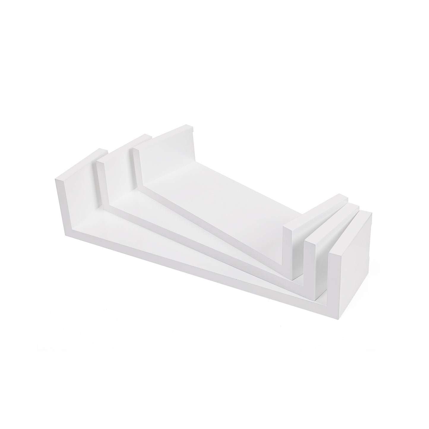 Wandregale, 3er Set, U-förmige Schweberegale, Wandboards aus MDF, Display, unterschiedlich lang, weiß, Songmics, 6