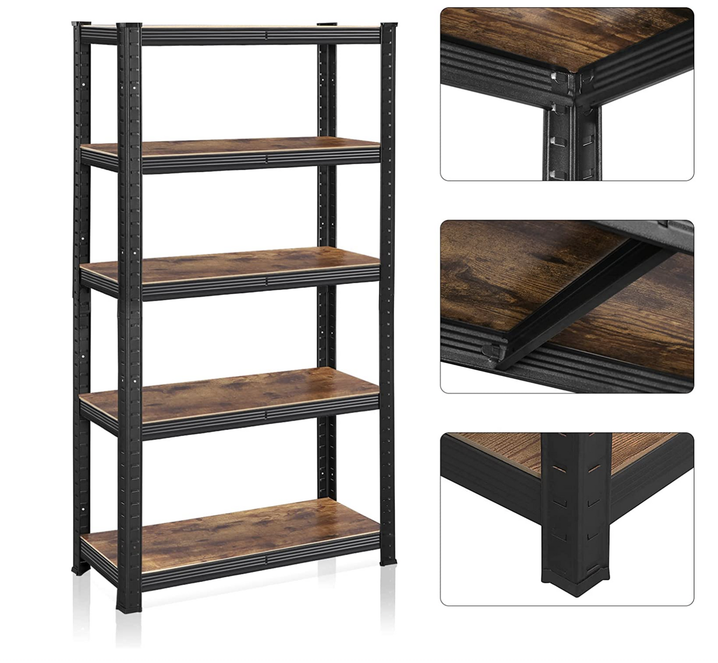 Schwerlastregal, bis 650 kg, verstellbare Ablagen, 5 Ablagen, Schwerlastregal Schmal, Bücherregal, Küchenregal, Songmics, 5