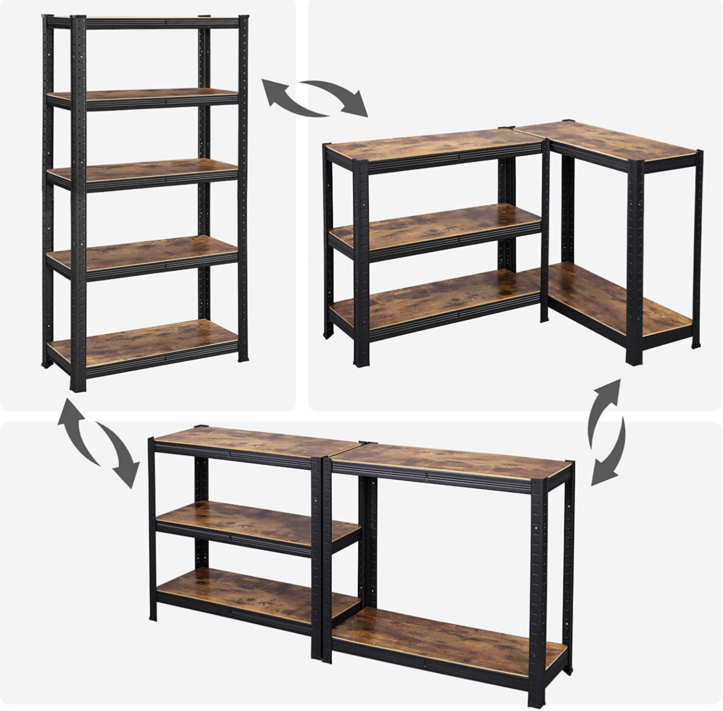 Schwerlastregal, bis 650 kg, verstellbare Ablagen, 5 Ablagen, Schwerlastregal Schmal, Bücherregal, Küchenregal, Songmics, 3