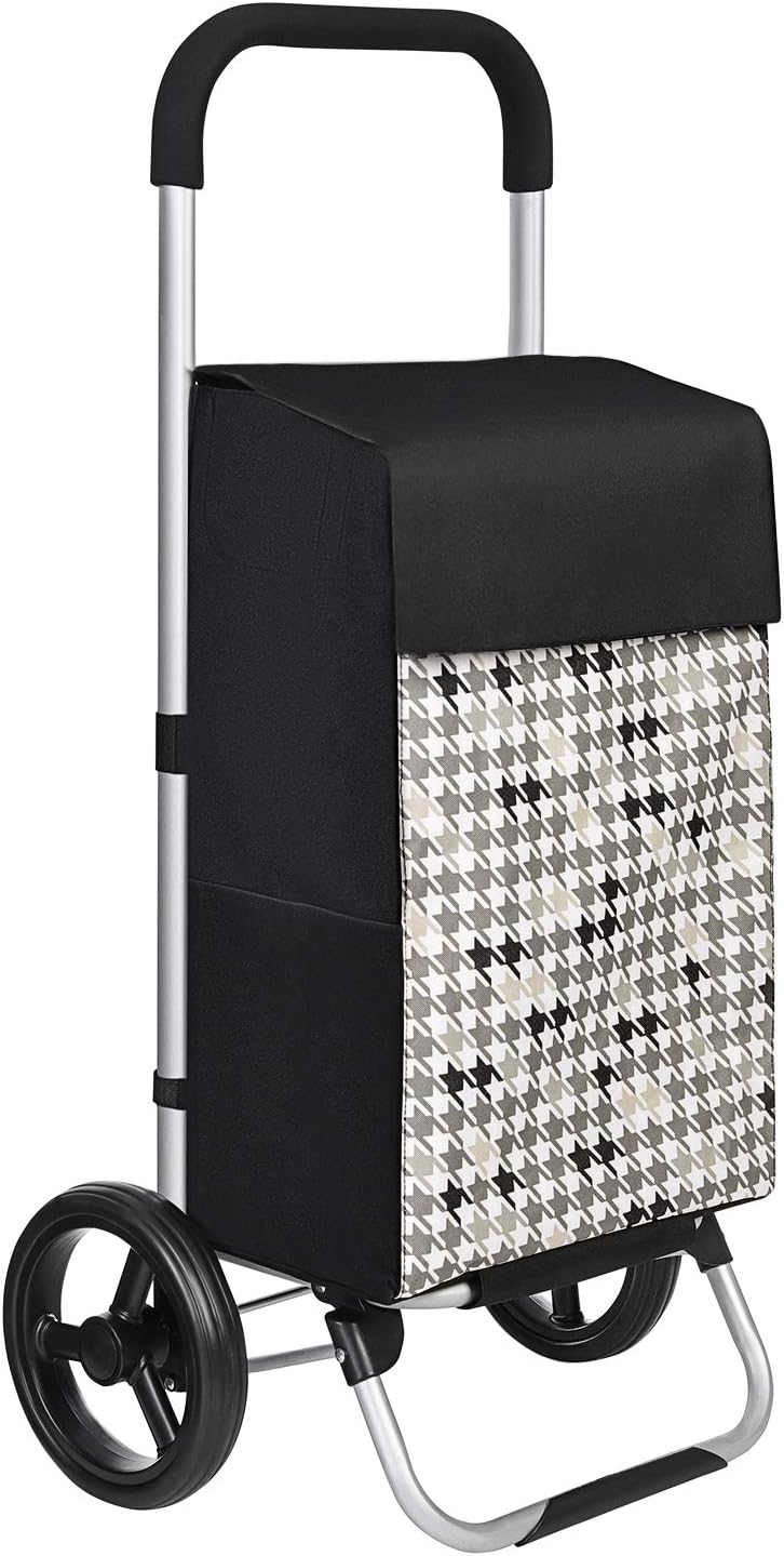 Einkaufstrolley, Einkaufswagen, mit Rädern, Fassungsvermögen 40 L, mit Taschen, leisen Rädern und Haken, schwarz, SONGMICS, 7