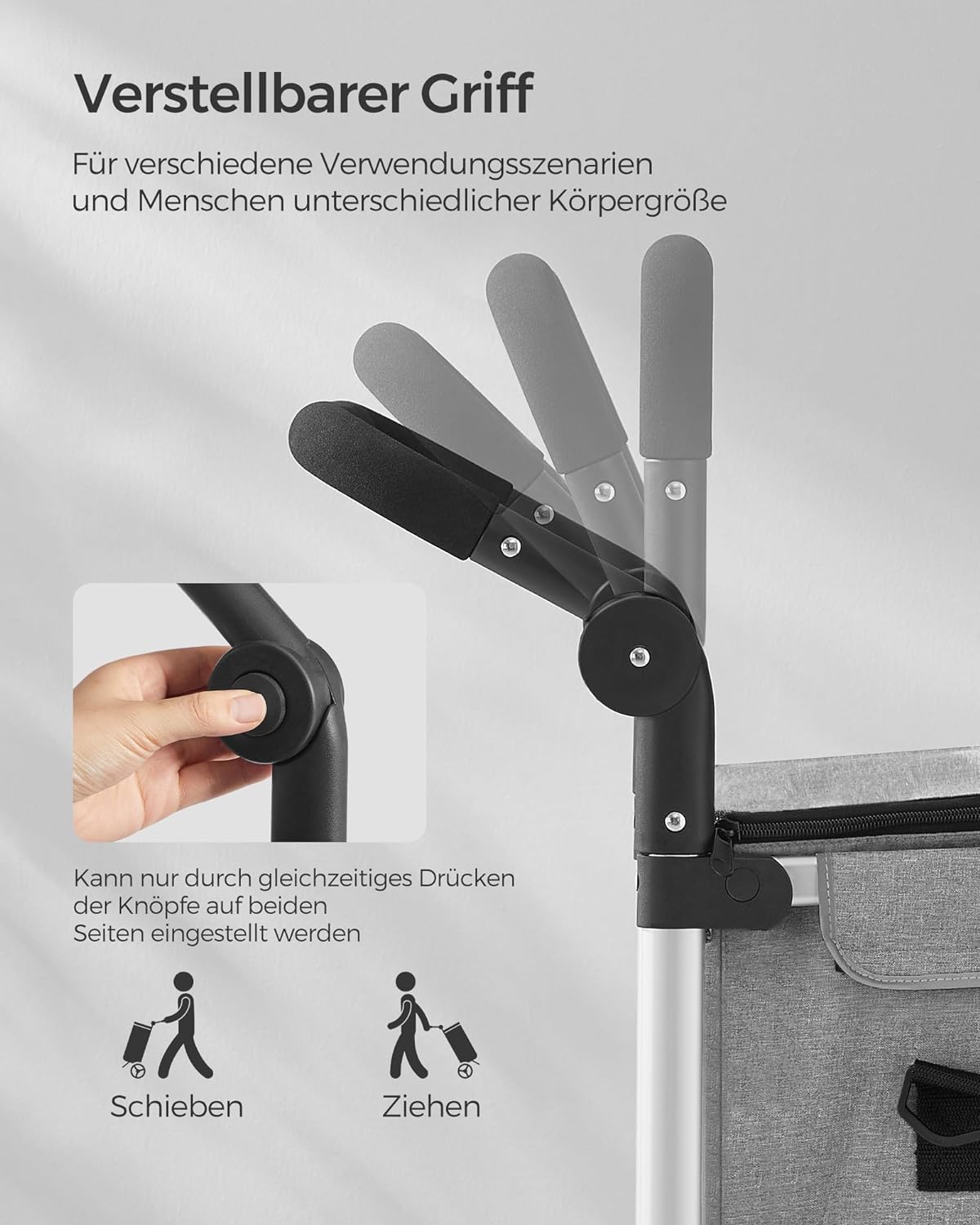Einkaufstrolley, Trolley, Einkaufswagen mit Kühlfach, groß, 35 Liter, klappbar, Einkaufstasche mit Rollen, grau, SONGMICS, 2