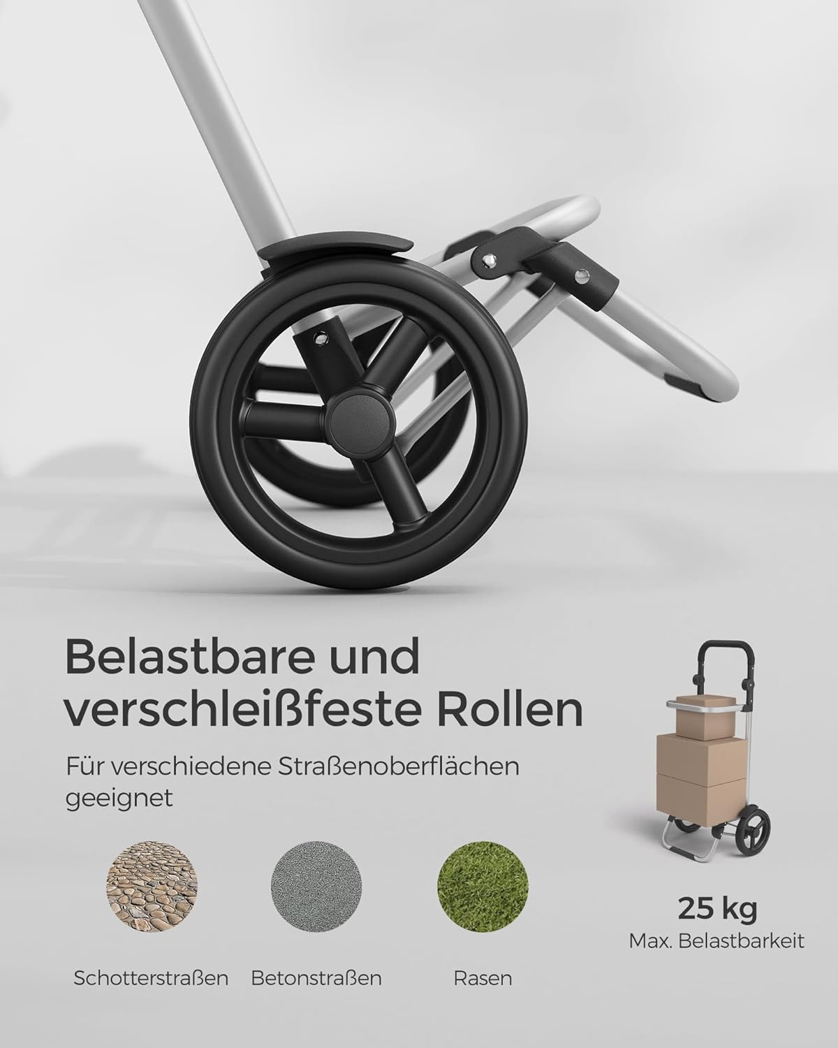 Einkaufstrolley, Trolley, Einkaufswagen mit Kühlfach, groß, 35 Liter, klappbar, Einkaufstasche mit Rollen, grau, SONGMICS, 5