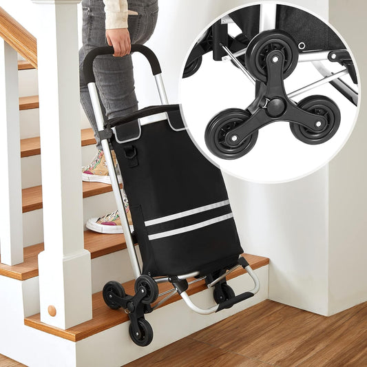 Einkaufstrolley, Faltbarer Einkaufswagen, mit Treppensteiger, mit Kühlfach, große Kapazität 35 L, schwarz, SONGMICS, 1