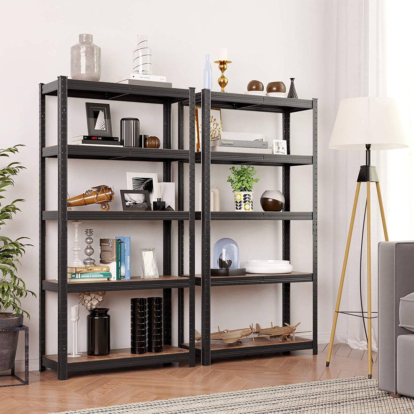 Schwerlastregal, bis 650 kg, verstellbare Ablagen, 5 Ablagen, Schwerlastregal Schmal, Bücherregal, Küchenregal, Songmics, 6
