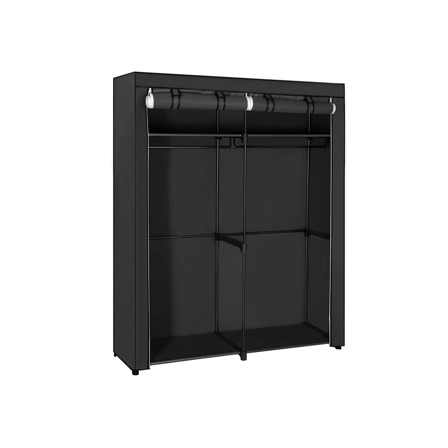 SONGMICS Kleiderschrank, Stoffschrank, Garderobe mit 2 Kleiderstangen, Aufbewahrung von Kleidung, Kleiderständer, faltbar, 140 x 43 x 174 cm