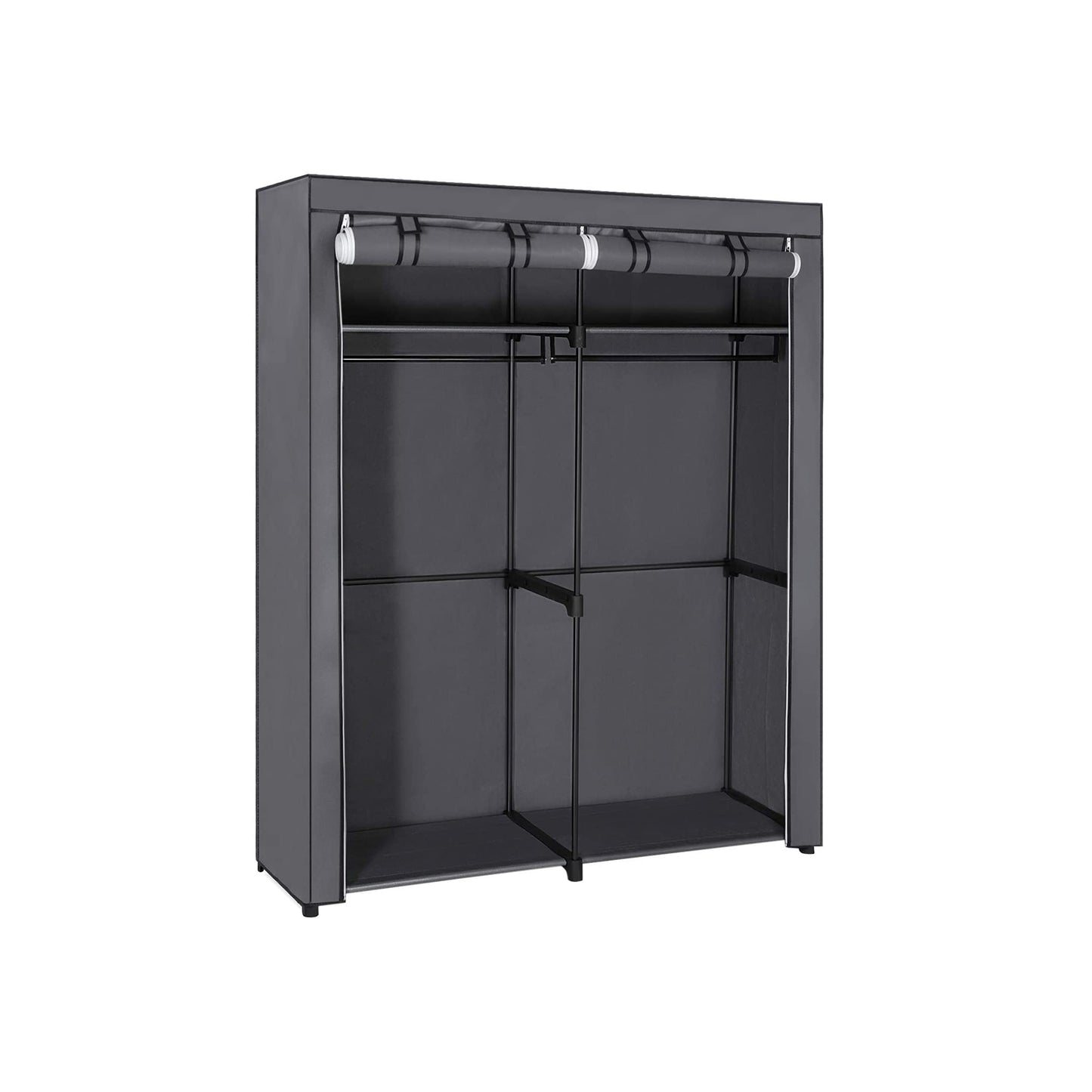 SONGMICS - Kleiderschrank, Garderobe mit Kleiderstangen, Aufbewahrung für Kleidung, Stoffschrank, Kleiderständer, faltbar, 140 x 43 x 174 cm, grau
