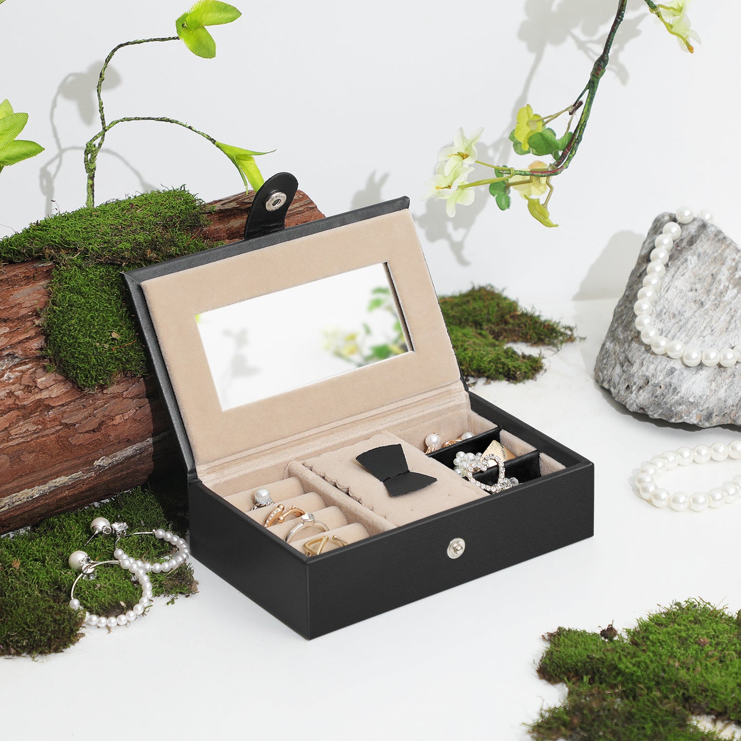 Schmuckkästchen, Schmuckkoffer, Schmuck Organizer, mit Spiegel, Reise Schmuckbox, Songmics