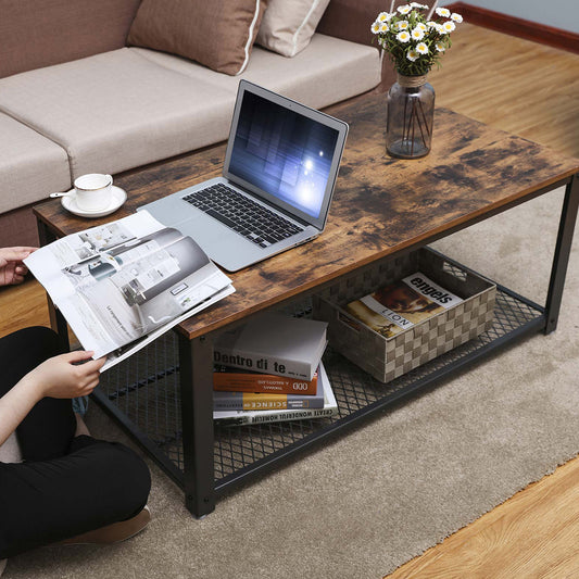 Vasagle - Couchtisch, Wohnzimmertisch, Sofatisch mit großer Ablage