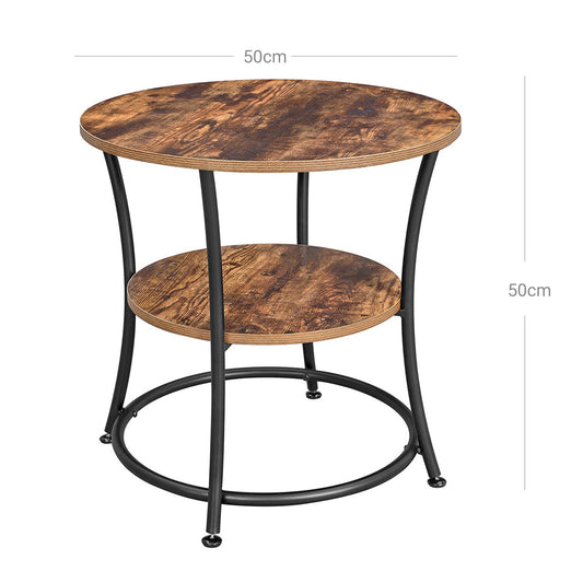 Vasagle - Beistelltisch rund, Sofatisch, 2 Ablagen