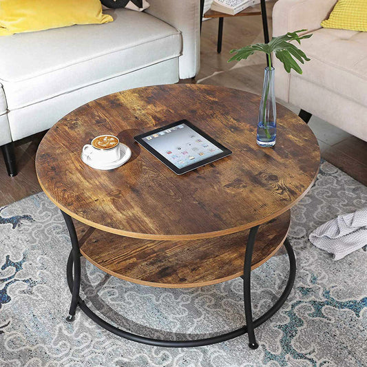 Couchtisch, Couchtisch rund, Wohnzimmertisch, Sofatisch mit Ablage, einfacher Aufbau, Vasagle, 2