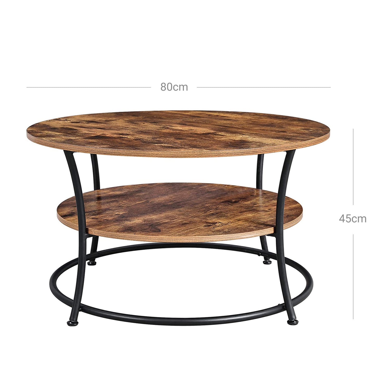 Couchtisch, Couchtisch rund, Wohnzimmertisch, Sofatisch mit Ablage, einfacher Aufbau, Vasagle, 3